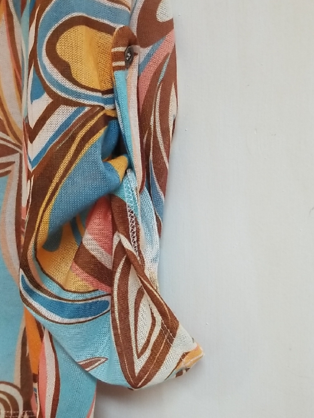 Karma Turquoise Multi-Color Abstract V-Neck Tunic - Picture 3 of 6